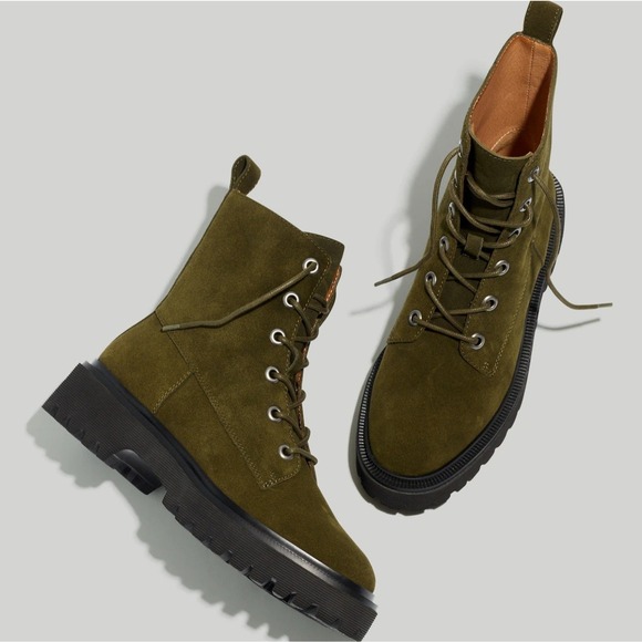 Madewell Shoes - Madewell Rayna Lace-Up Lugsole Boot SuedeGreen Preppy Punk Hippie‎ Combat 7.5